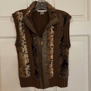 Michael Kors Fur leather knitted vest